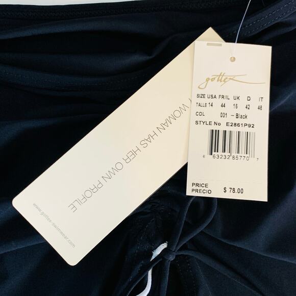 NWT Profile by Gottex Black Ruffle Edge Skirted Tankini Bottom Size 14 - Picture 4 of 6